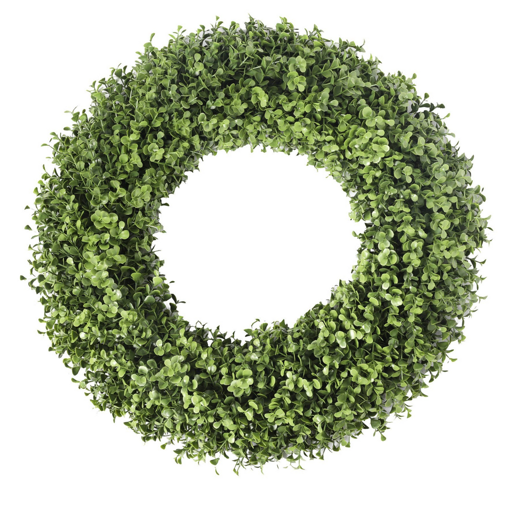 UV Resistant Artificial Boxwood Wreath, Outdoor Greenery Front Door Wreath, 19”