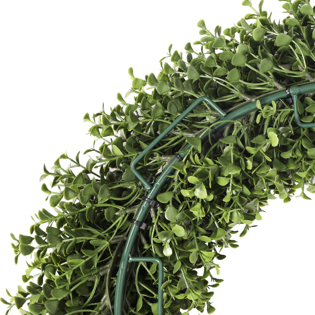 UV Resistant Artificial Boxwood Wreath, Outdoor Greenery Front Door Wreath, 19”