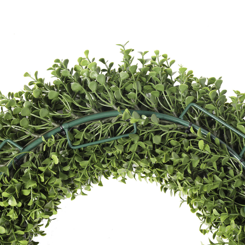 UV Resistant Artificial Boxwood Wreath, Outdoor Greenery Front Door Wreath, 19”