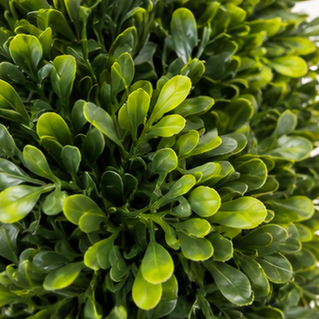 Close-up of The Matthew John Collective artificial boxwood wreath with lush, layered green and lime-green leaves.