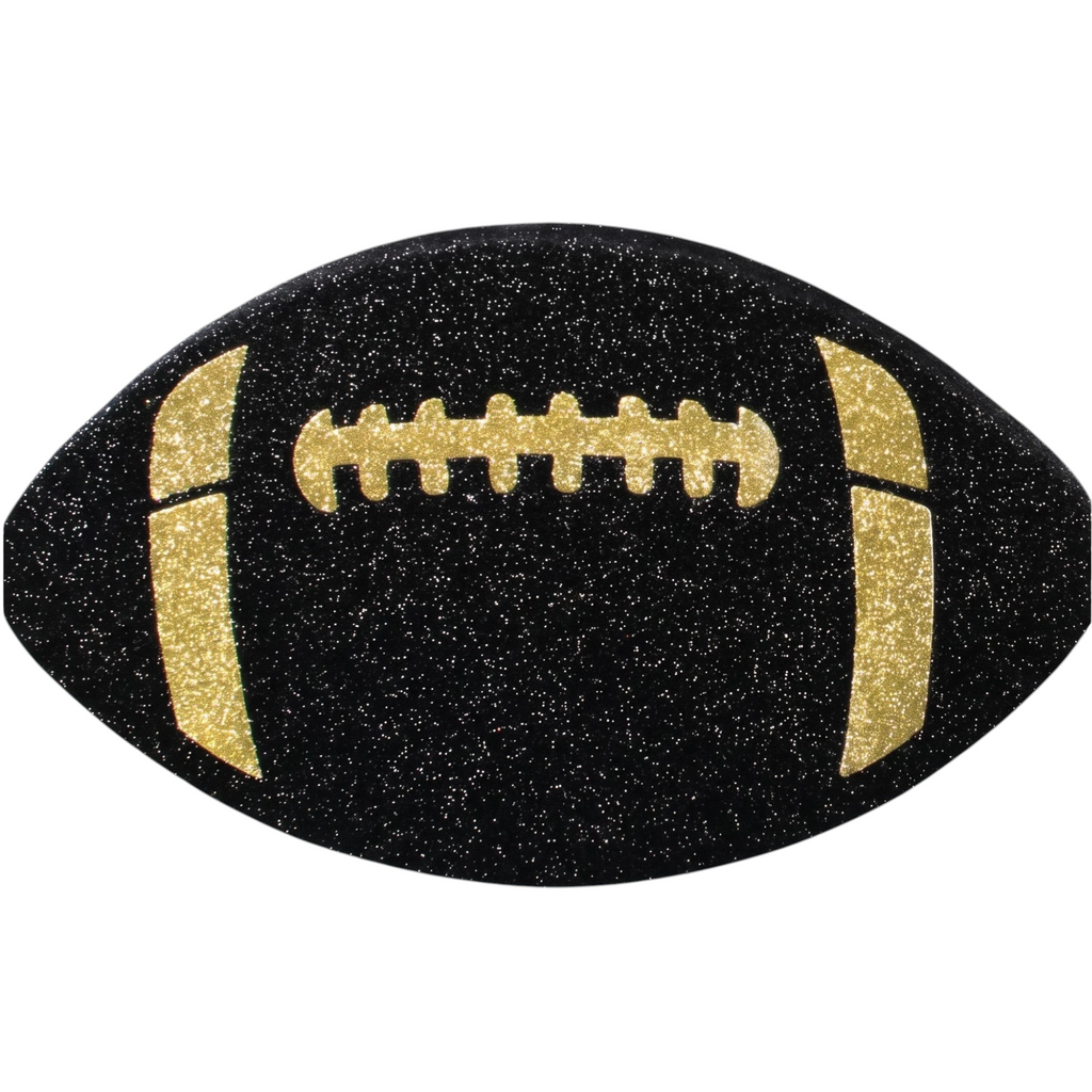 The Matthew John Collective 12-inch black and gold metallic glitter football decoration for sports-themed decor