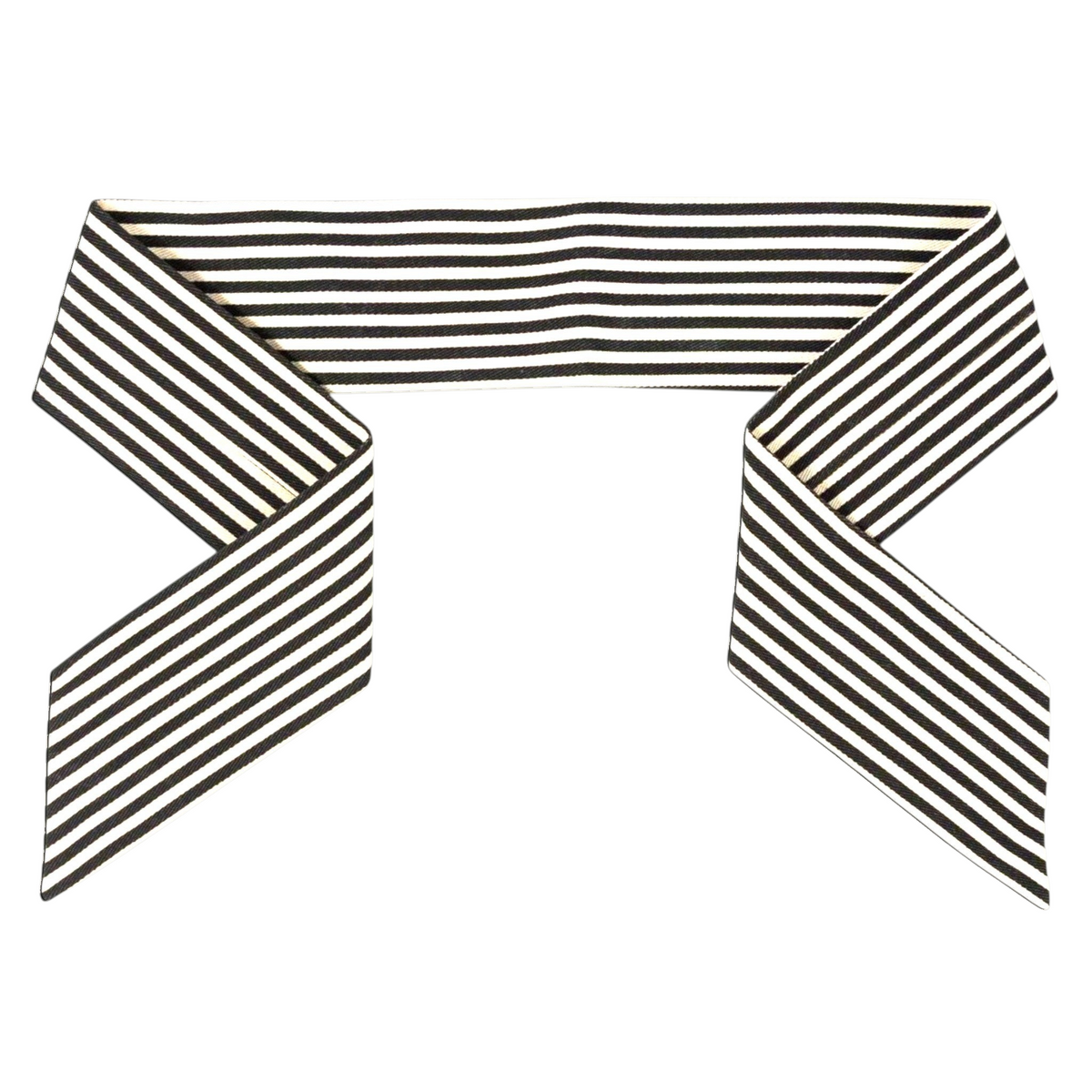 The Matthew John Collective D Stevens canvas wreath sash featuring a black and natural ticking stripe pattern.