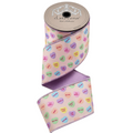 The Matthew John Collective D Stevens satin ribbon with pastel conversation hearts on a blush background and wired edges