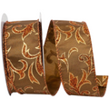 The Matthew John Collective copper wired ribbon with glittered scrollwork pattern for autumn decor and gift wrapping.