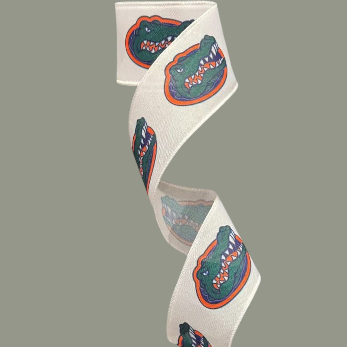 The Matthew John Collective Florida Gators wired canvas ribbon with green and orange team logos for sports decor