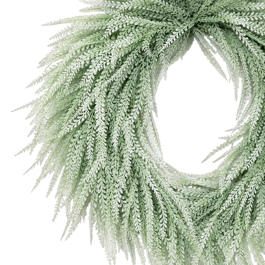 The Matthew John Collective frosted white bead grass oval wreath with UV protection for indoor and outdoor decor.