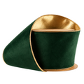 The Matthew John Collective 4-inch wide green velvet wired ribbon with a metallic gold reverse for Christmas decor.