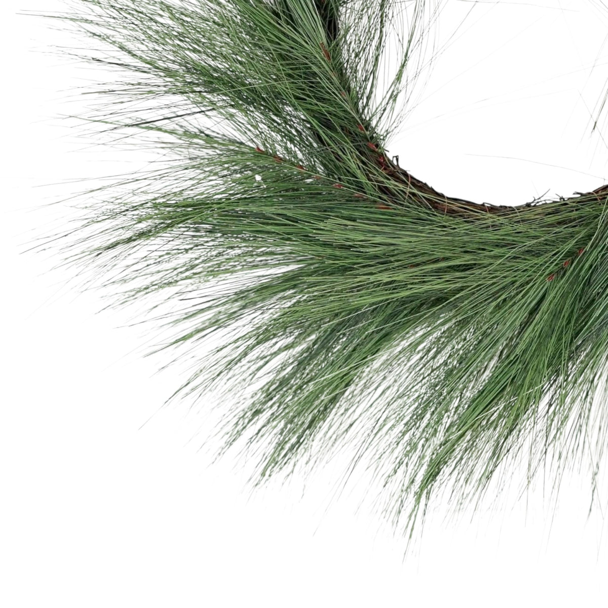 The Matthew John Collective 28-inch evergreen jumbo needle pine wreath on a natural twig base for seasonal decor.