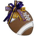 The Matthew John Collective LSU Tigers football door hanger with a purple and gold handmade designer bow