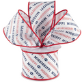 The Matthew John Collective white canvas ribbon with red and navy Mississippi text and football pattern, wired edges.