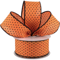 The Matthew John Collective orange royal canvas ribbon with black raised swiss dots and black stitched wired edges.