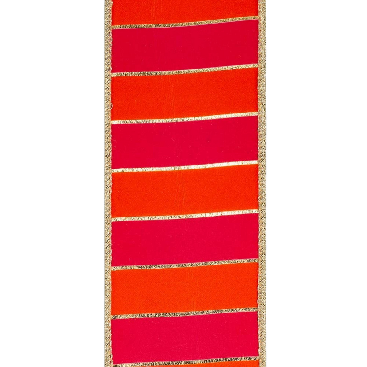 The Matthew John Collective 2.5-inch orange and fuchsia striped polyester ribbon with gold metallic edges