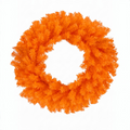 The Matthew John Collective 24-inch vibrant orange artificial pine wreath for fall and Thanksgiving front door decor.