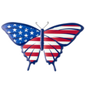 The Matthew John Collective patriotic swallowtail butterfly metal sign with red, white, and blue American flag design.