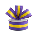 The Matthew John Collective 1.5 inch purple and gold striped satin ribbon with wired edges for team spirit decor.