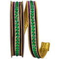 The Matthew John Collective purple plush velvet ribbon with a green jeweled center and gold metallic trim.