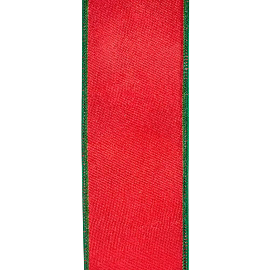The Matthew John Collective red and green drummer diamond Christmas ribbon with gold accents and stitched edges.