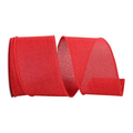 The Matthew John Collective solid red linen ribbon with a wired edge, 2.5 inches wide, perfect for crafts and decor.