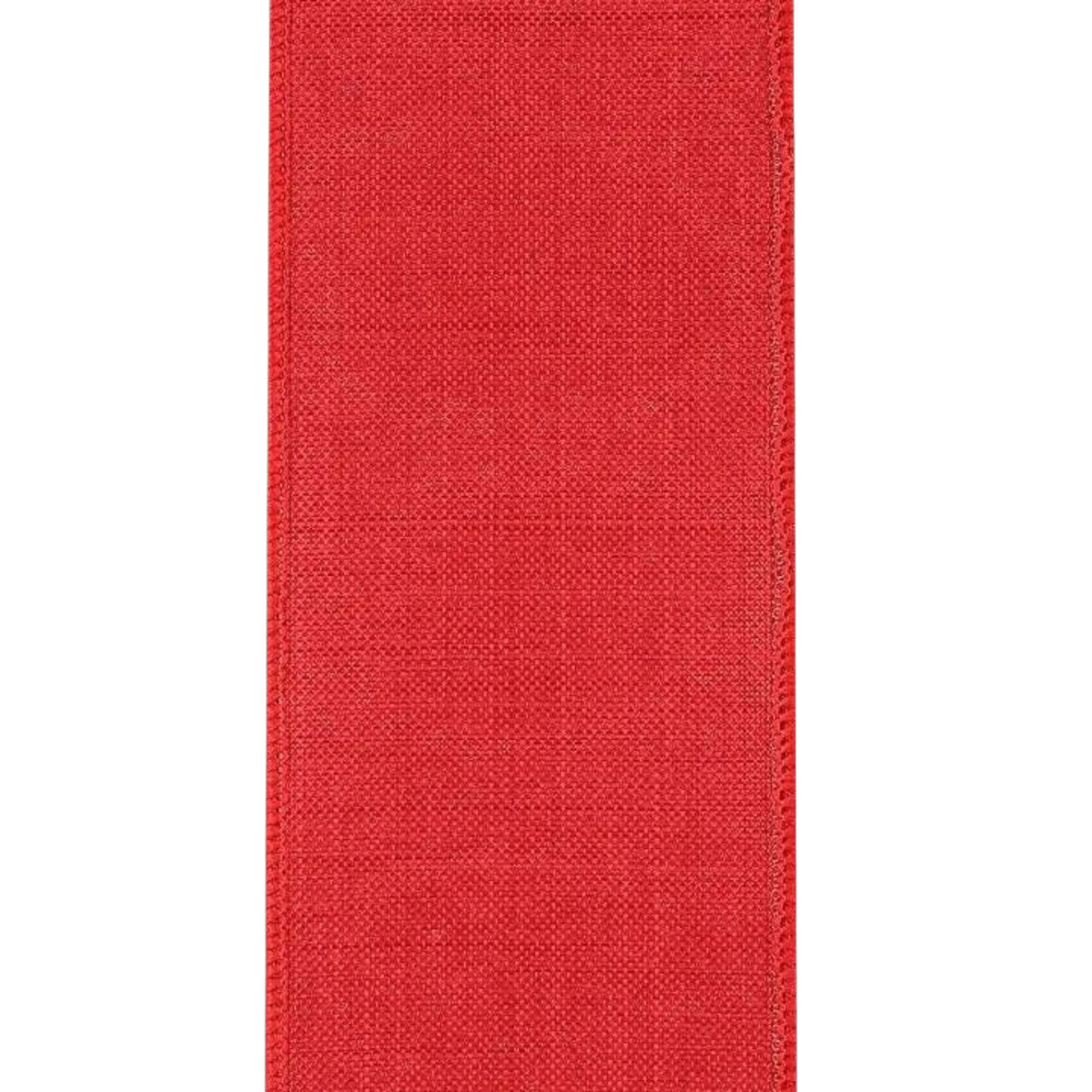 The Matthew John Collective solid red linen ribbon with a wired edge, perfect for wreaths and gift wrapping.
