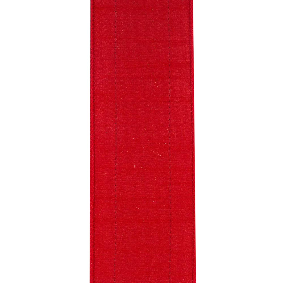 The Matthew John Collective red dupioni wired Christmas ribbon with metallic center stitching for holiday decor