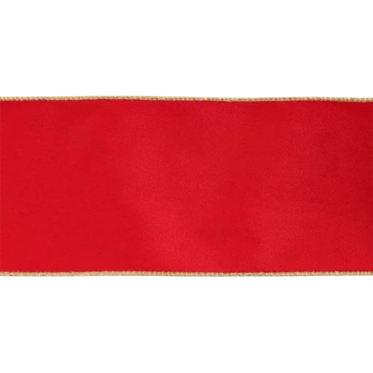 The Matthew John Collective 4-inch wide rosy red velvet wired Christmas ribbon with metallic gold edges