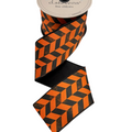The Matthew John Collective D. Stevens satin ribbon with a black and orange herringbone pattern and wired edges.