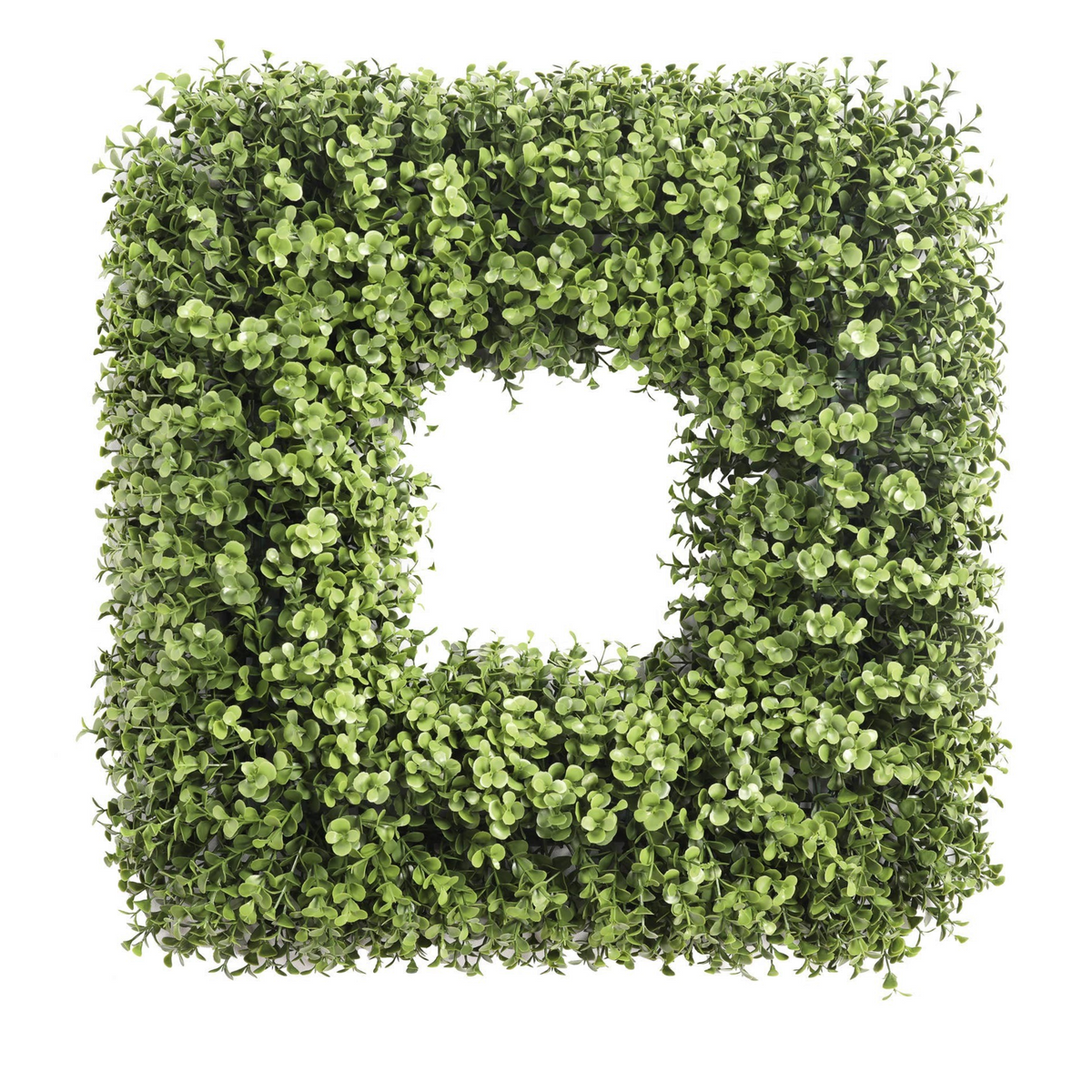 The Matthew John Collective 20-inch square artificial boxwood wreath with lush green UV-resistant foliage.
