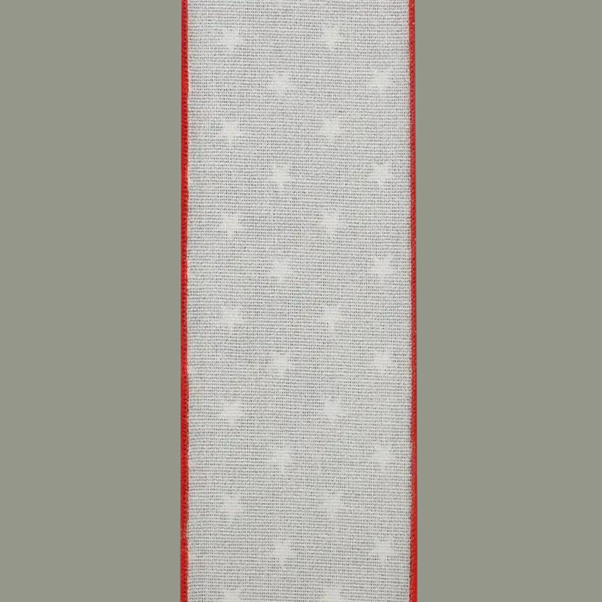 The Matthew John Collective white cotton ribbon with mini stars and red wired edges for patriotic seasonal decor