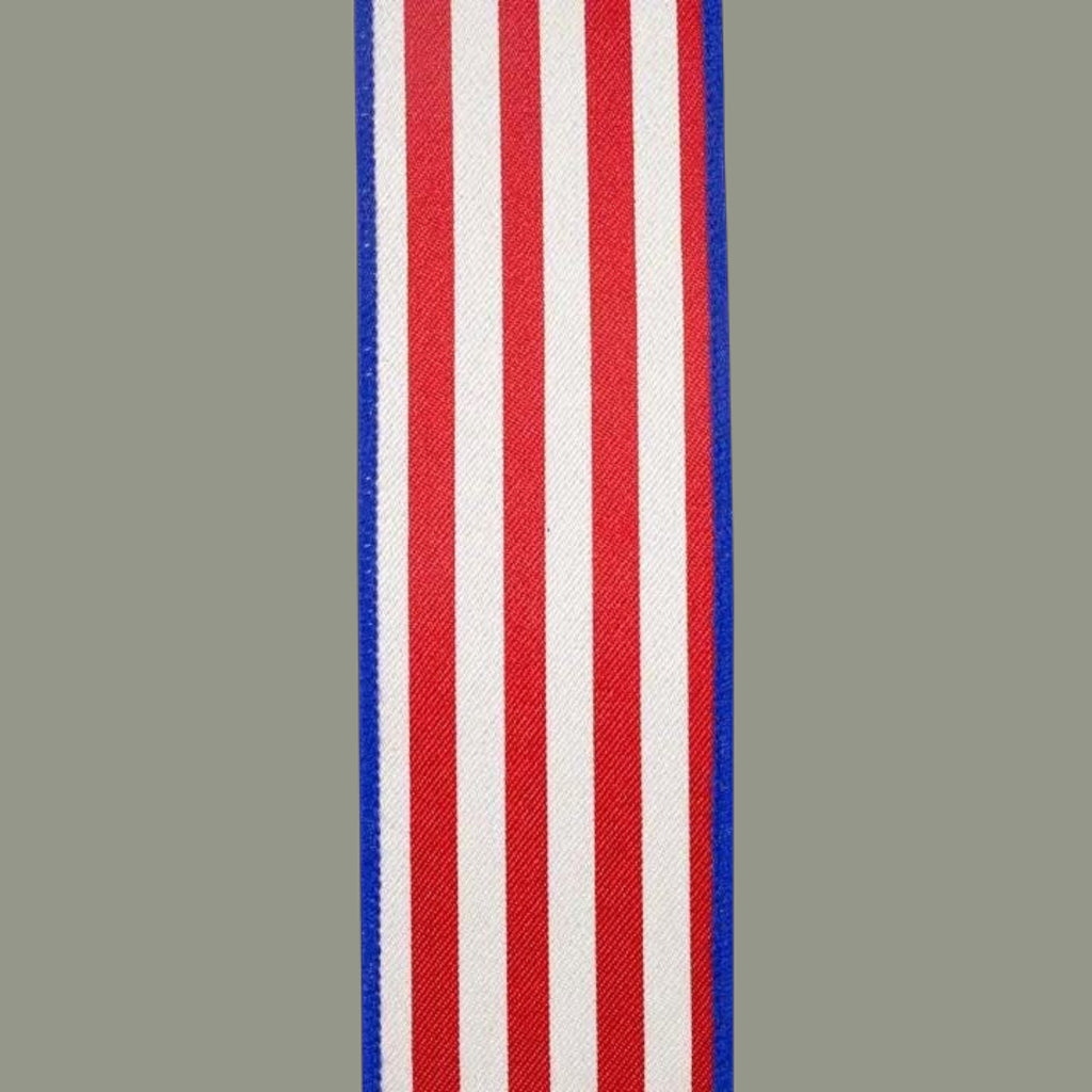 The Matthew John Collective red white and blue striped twill wired ribbon for patriotic wreaths and designer bows