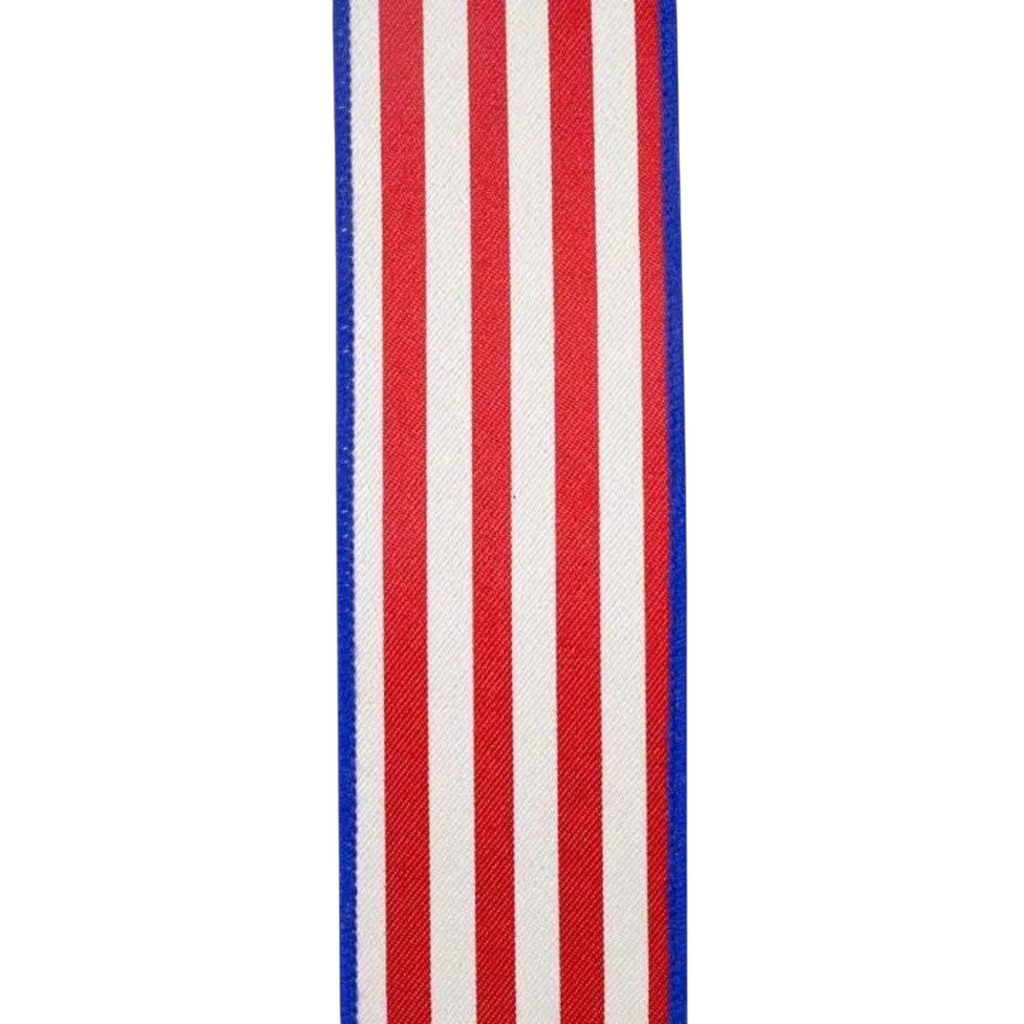 The Matthew John Collective red white and blue striped twill wired ribbon for patriotic wreaths and designer bows