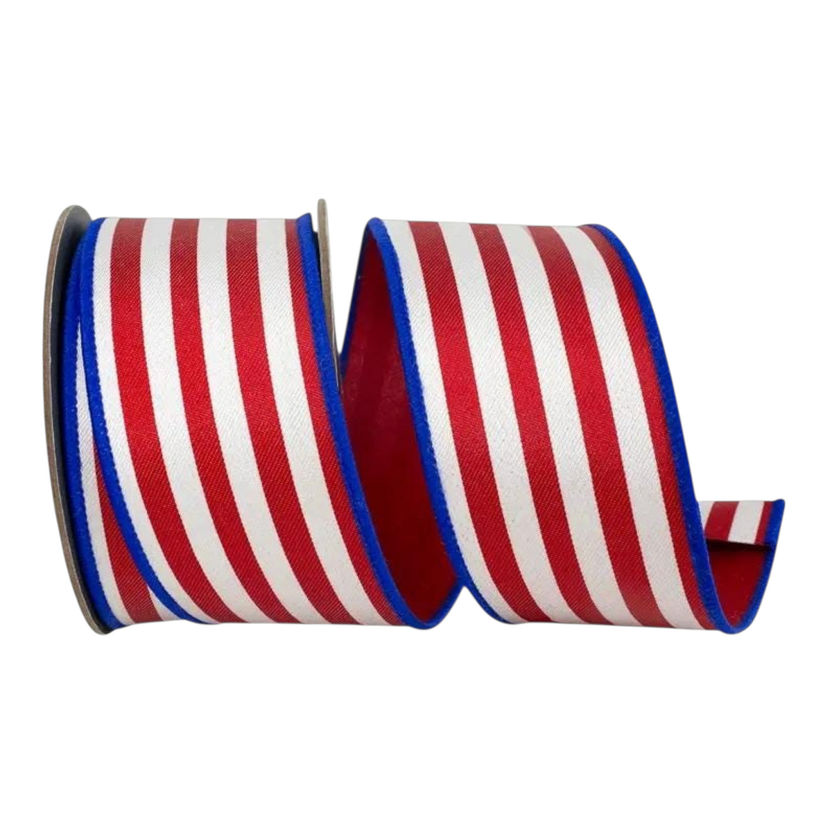 The Matthew John Collective red white and blue striped twill wired ribbon for patriotic wreaths and designer bows