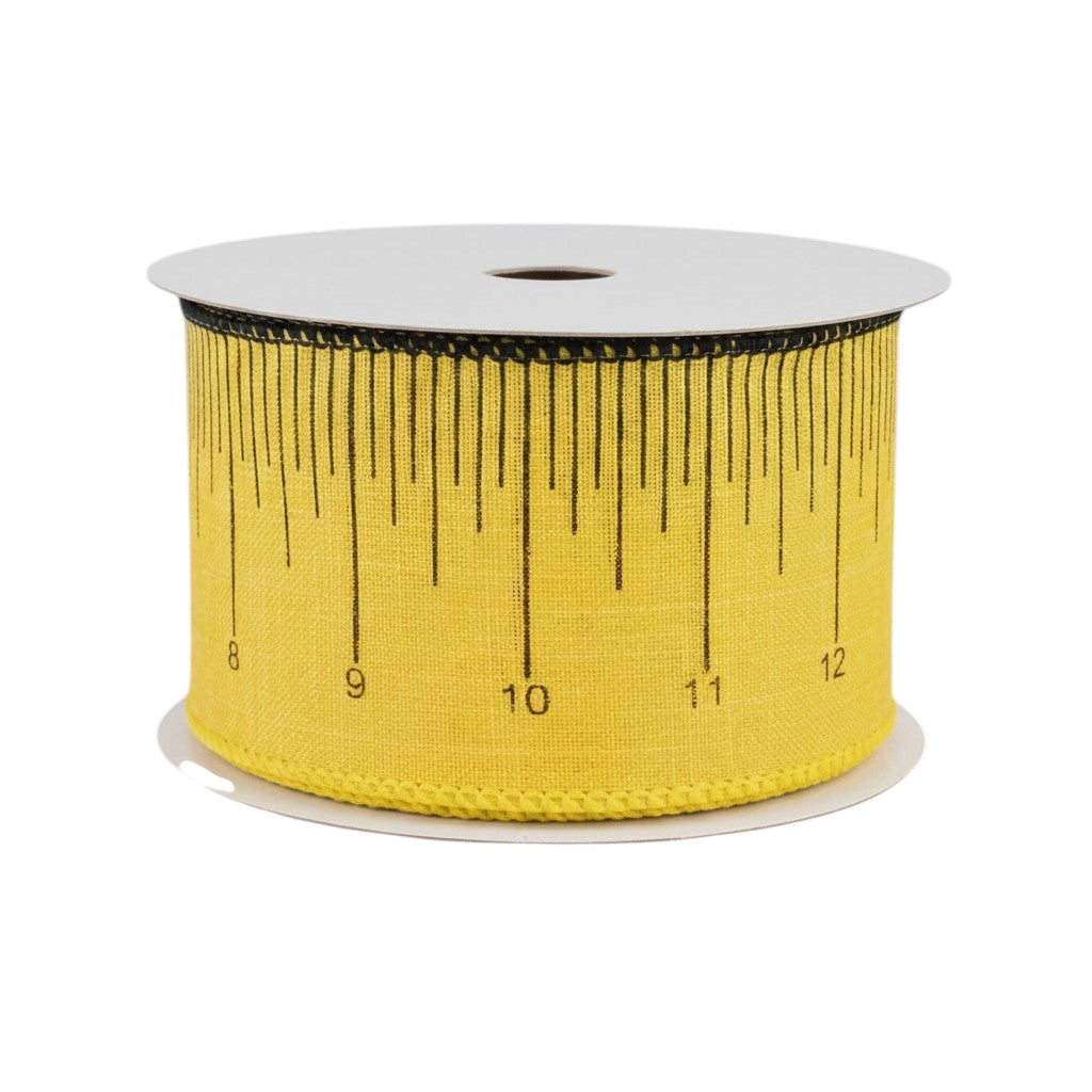 The Matthew John Collective yellow canvas ribbon with black ruler hash marks and wired edges for craft projects.